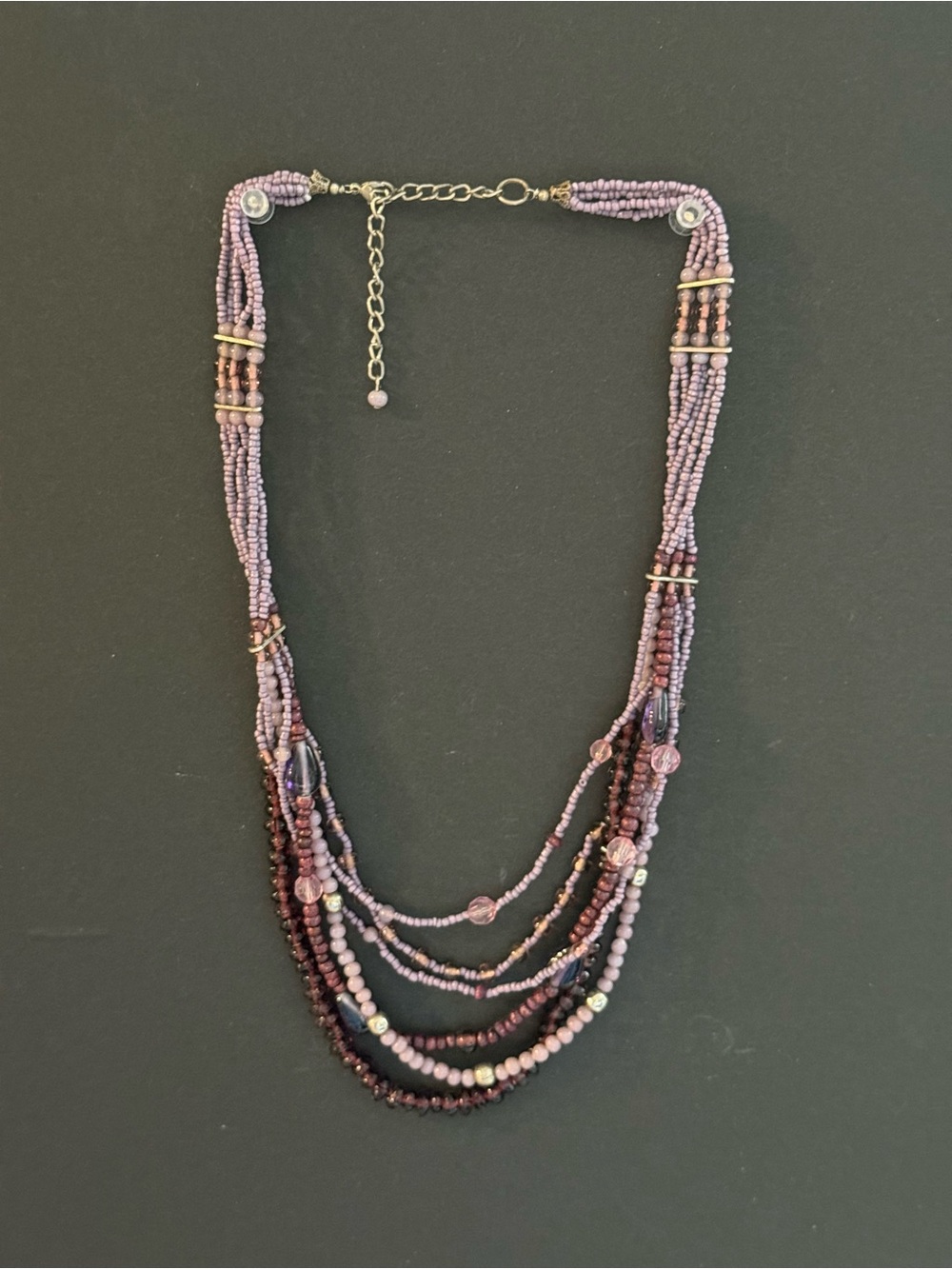 Multi-Strand Purple Beaded Necklace